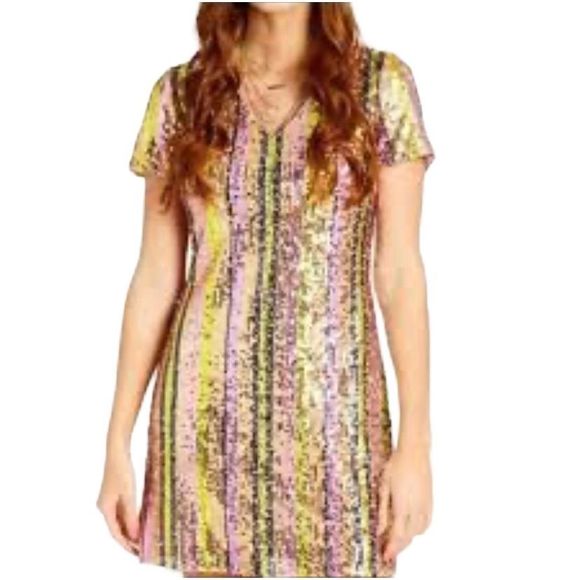 Altar’d state Georgine vertical rainbow sequin above knee dress NWT Size S festi - Picture 1 of 5